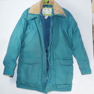 Vintage LL Bean Women's Goose Down Parka Jacket Size Small Made in USA Green